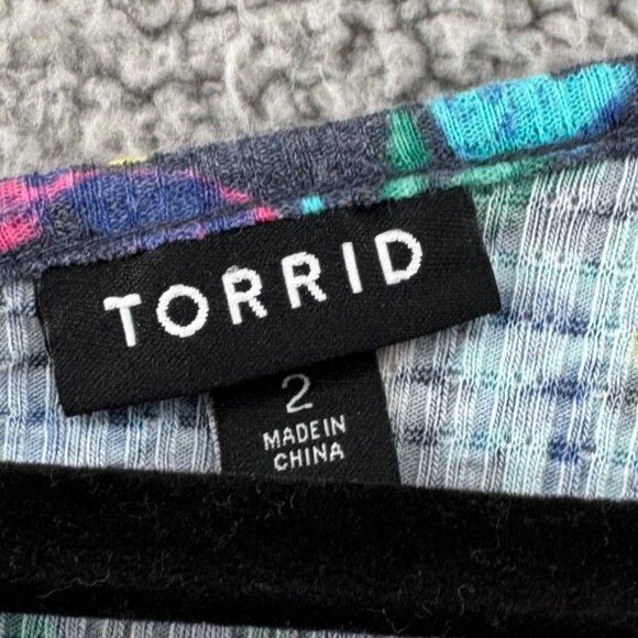 Torrid Sleeveless Floral Print Tiered Tunic Crochet Lace Yoke Button Back 2X - Picture 6 of 9